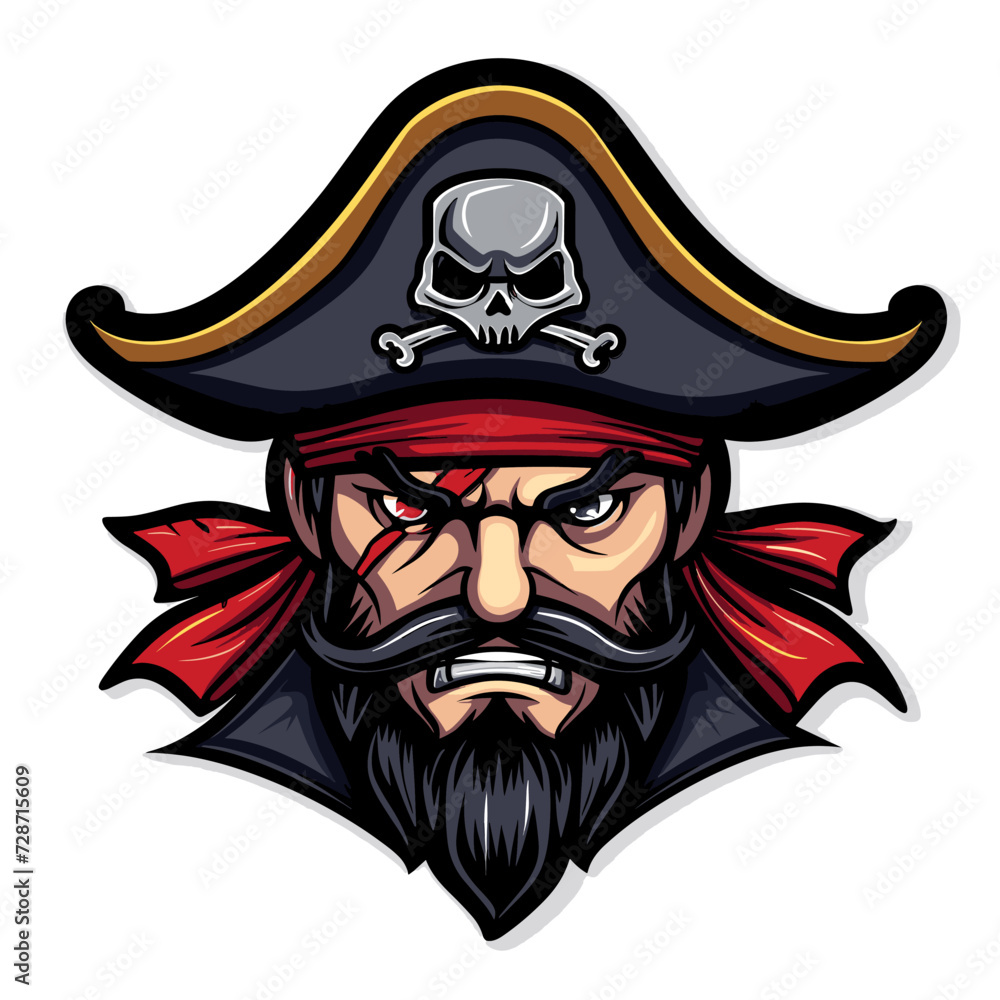 Fototapeta premium Esport vector logo pirate, icon, sticker, symbol, corsair, rover, buccaneer, filibuster
