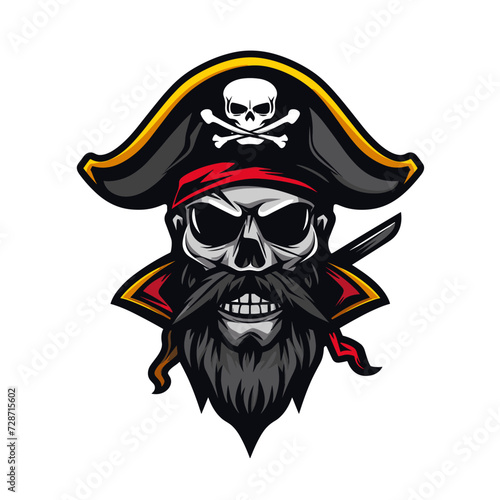 Esport vector logo pirate, icon, sticker, symbol, corsair, rover, buccaneer, filibuster