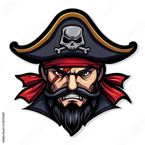 Esport vector logo pirate, icon, sticker, symbol, corsair, rover, buccaneer, filibuster