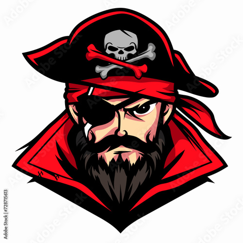 Esport vector logo pirate, icon, sticker, symbol, corsair, rover, buccaneer, filibuster