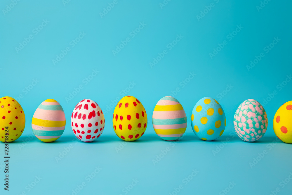 Vibrant Easter Eggs on Blue Vibrant Easter Eggs on Blue