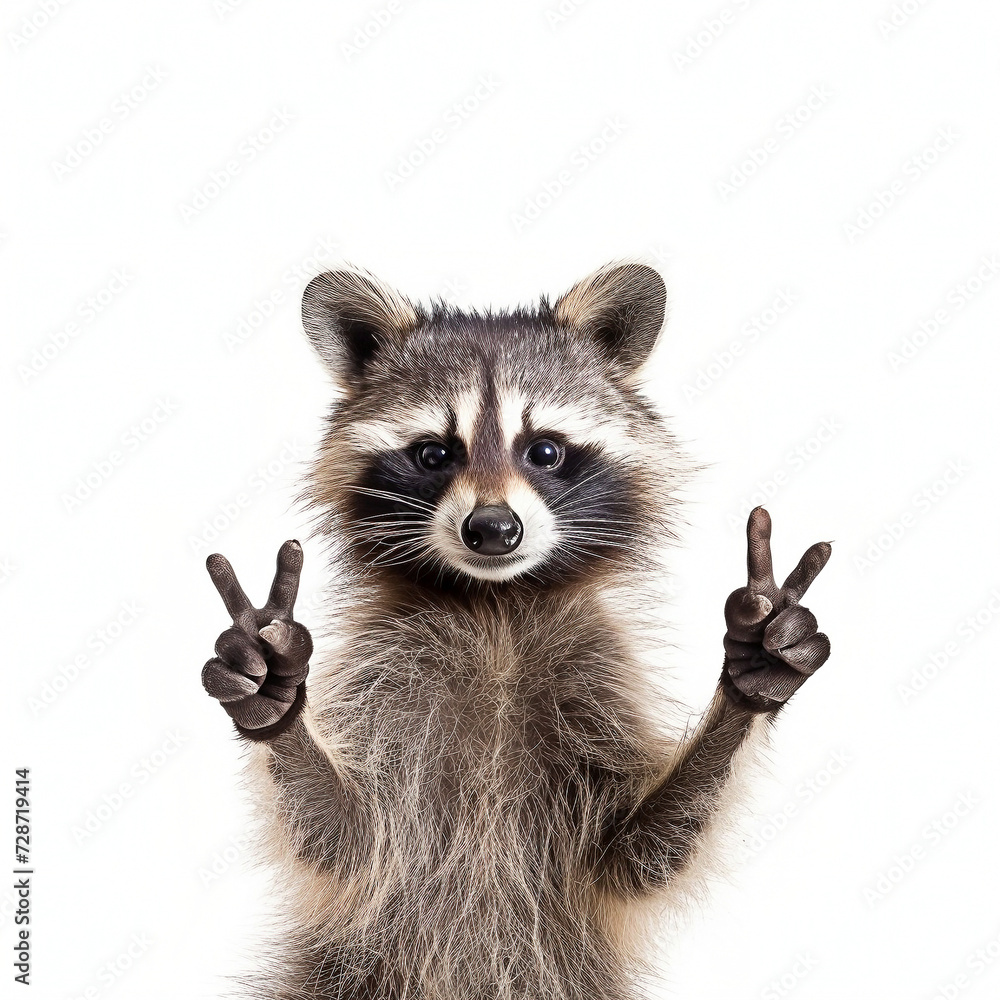 Playful Raccoon with a Cheeky Gesture