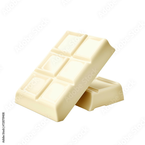 Pieces of white chocolate isolated on transparent background