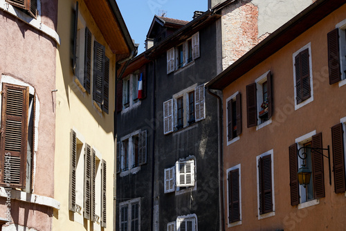 Historic french alpine village houses, Annecy, France