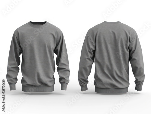 Blank Gray Long Sleeve T-Shirt Template for mockup. Grey t-shirt template photo