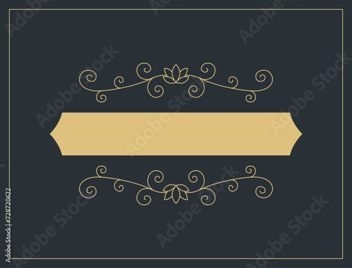Flourishes calligraphic vintage ornamental background. Vector luxury invitation, restaurant menu or royalty certificate. Golden ornate page with swirls and vignettes elements