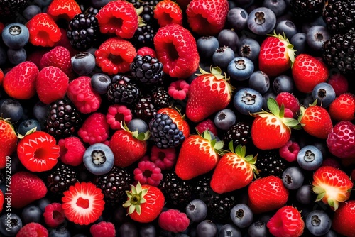 berries and blueberries and strawberries to make a fresh juice
