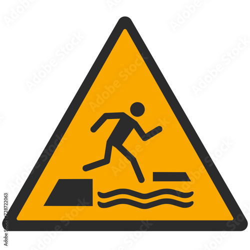 WARNING PICTOGRAM, WARNING; FALLING INTO WATER WHEN STEPPING ON OR OFF A FLOATING SURFACE ISO 7010 - W068, SVG