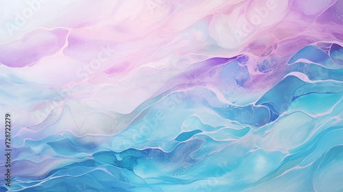 Abstract ocean and swirls of marble background in blue purple and pink