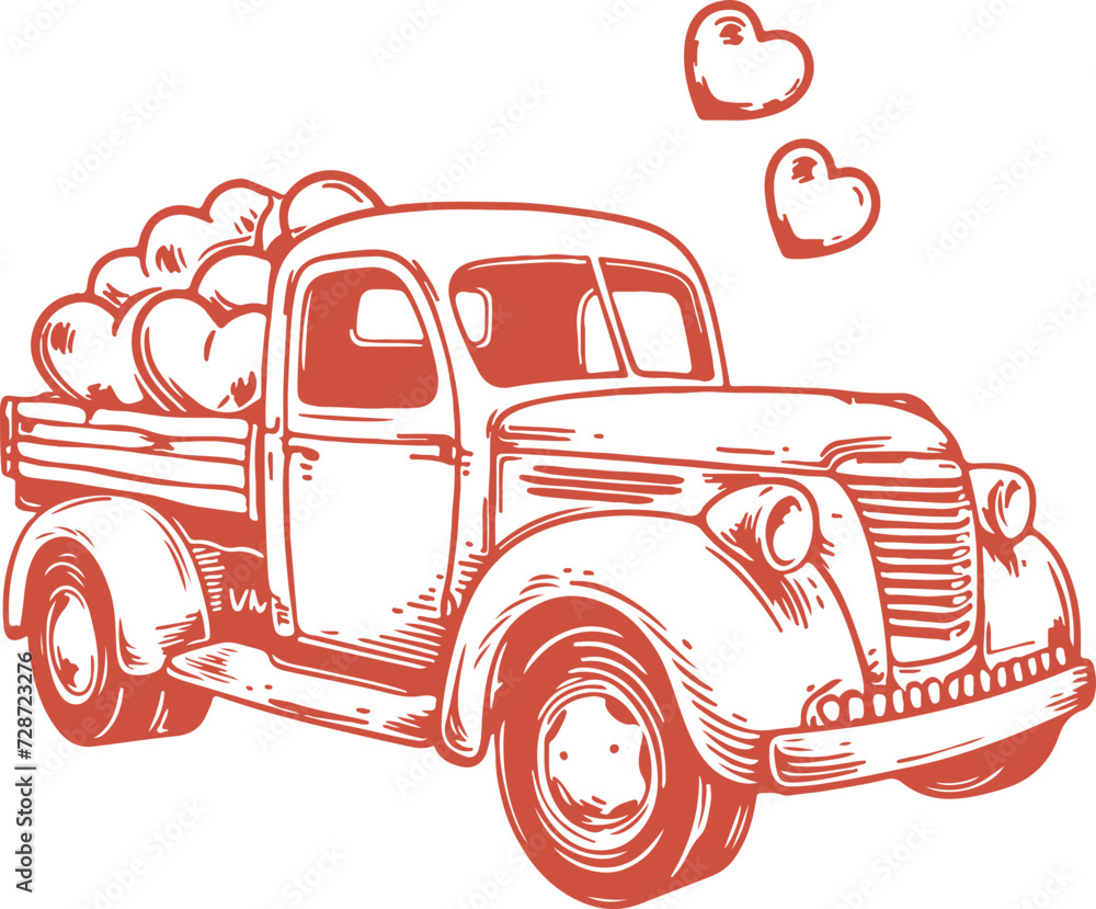 Heart truck, valentine day