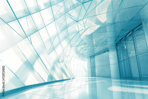 Futuristic glass atrium, an architectural scene showcasing a futuristic glass atrium.