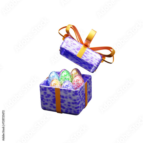 Easter Gift box 3d icon or Easter gift box 3d illustration 