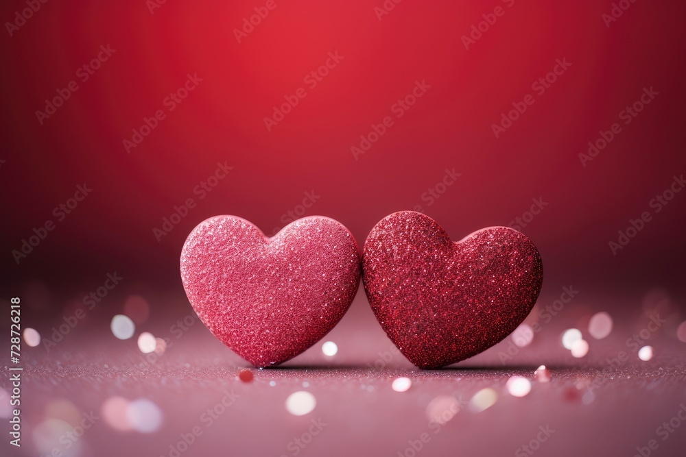 Two pink hearts placed side by side, creating a visual representation of love and affection.