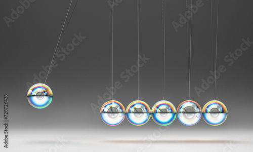 newton crystal cradle with refractions.