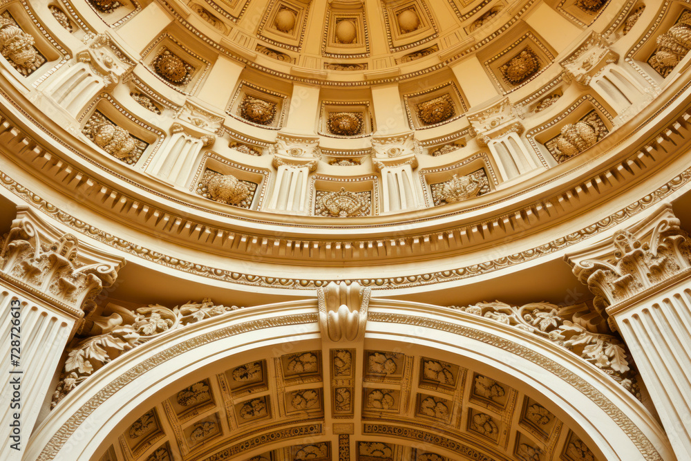 Ornamental dome details, a regal architectural scene highlighting the intricate details of an ornamental dome.