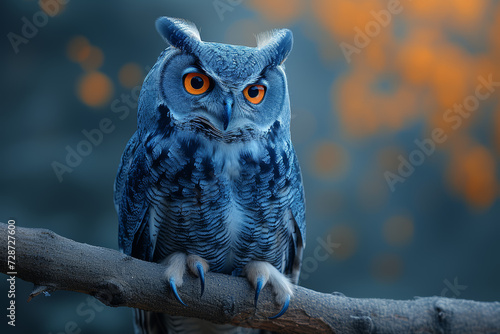 A wise owl perched on a branch, symbolizing wisdom and intuition in the animal kingdom. Concept of nocturnal sagacity. Generative Ai. photo
