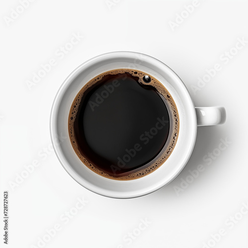 Steaming cup of black coffee on a white background, isolated for a minimalist cafe vibe