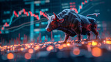 Bullish stock & crypto market investor optimism, excitement of upward trends and profit potential & inspire confidence and highlight the opportunities for financial growth and investment