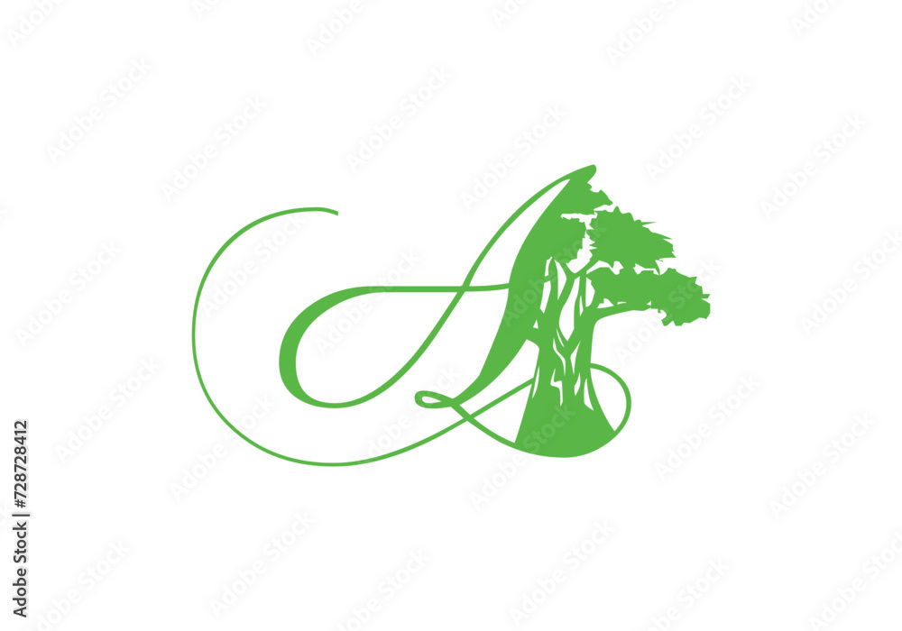 Obraz premium Letter A Tree Logo | Tree logos, Lettering, Typographic logo, tree and A logo, leaf and alphabet logo.
