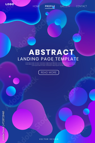 Abstract background with bubbles, Blue landing page
