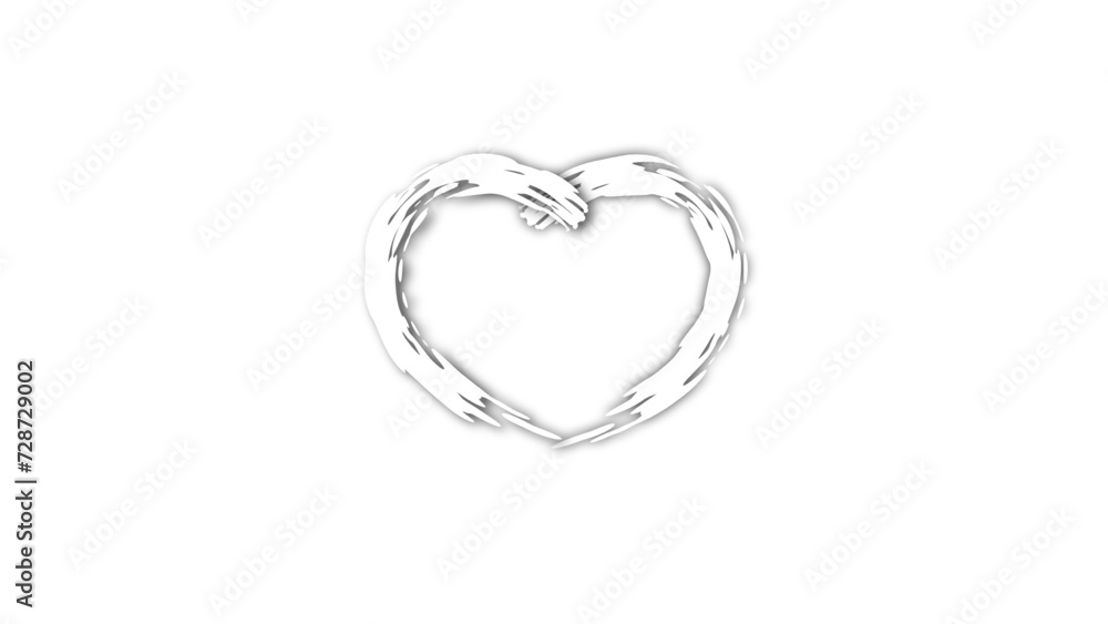 white line heart shape valentines day festival. on the blank background white line heart shape valentines day festival. on the blank background