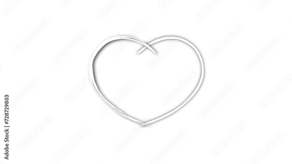 white line heart shape valentines day festival. on the blank background white line heart shape valentines day festival. on the blank background