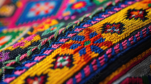 Colorful Traditional Handwoven Textiles Featuring Intricate Patterns