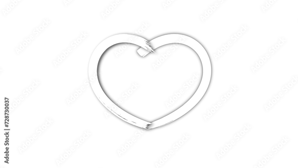 white line heart shape valentines day festival. on the blank background white line heart shape valentines day festival. on the blank background