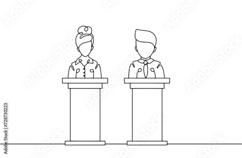 Man. Woman. Speaker. Tribune. Speech