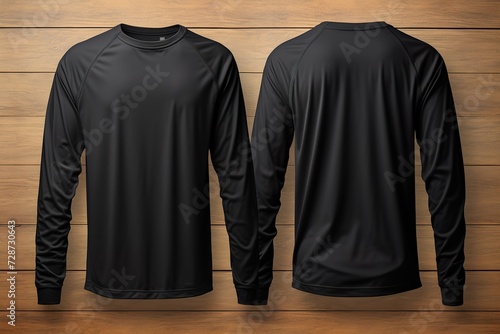 minimalistic design Blank black shirt mock up template, front and back view, isolated on white, photo