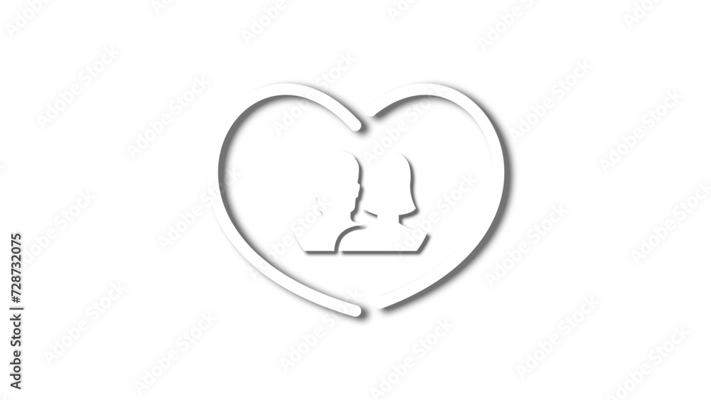 white line heart shape valentines day festival. on the blank background white line heart shape valentines day festival. on the blank background