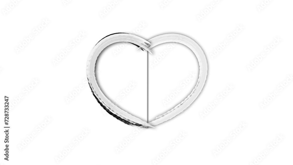 white line heart shape valentines day festival. on the blank background white line heart shape valentines day festival. on the blank background