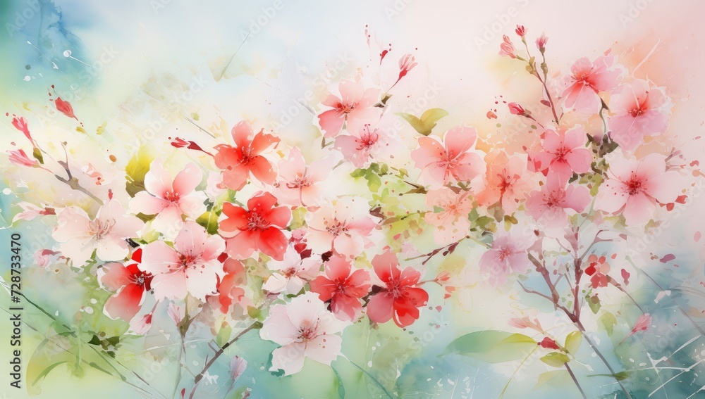 Whispers of Spring: Ethereal Watercolor Blossoms in Pastel Hues - Generative AI