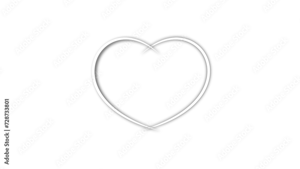 white line heart shape valentines day festival. on the blank background white line heart shape valentines day festival. on the blank background