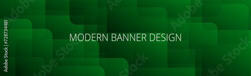 Dark green and blue modern abstract banner with gradient rounded squares. Background template 