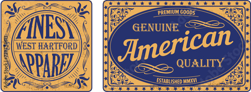 Labels of denim typography, t-shirt graphics, vectors, collection. Vintage badge design. 