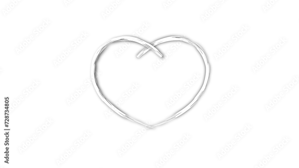 white line heart shape valentines day festival. on the blank background