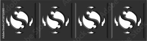 Gothic balustrade stylized drawing. Stone decorated wall illustration. Medieval ornamented railing; vector