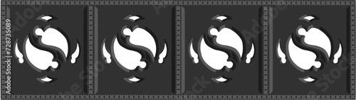 Gothic balustrade stylized drawing. Stone decorated wall illustration. Medieval ornamented railing; vector