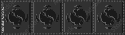 Gothic balustrade stylized drawing. Stone decorated wall illustration. Medieval ornamented railing; vector