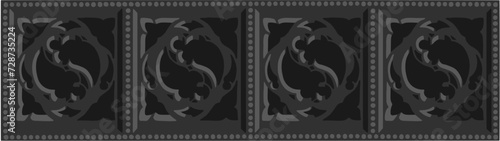 Gothic balustrade stylized drawing. Stone decorated wall illustration. Medieval ornamented railing; vector
