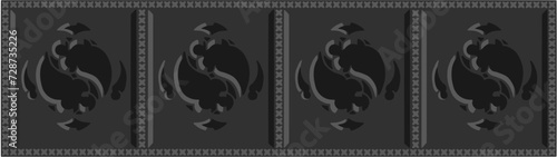 Gothic balustrade stylized drawing. Stone decorated wall illustration. Medieval ornamented railing; vector