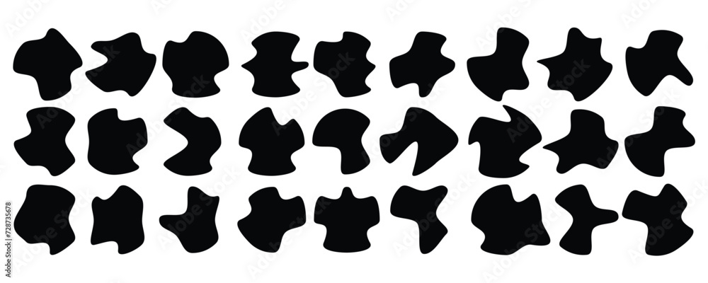 Randomly shaped black and white blobs vector set. abstract elements of ink blot, liquid and silhouette. shape, blob, organic, vector, irregular, circle, form, random in eps 10. Randomly shaped black and white blobs vector set. abstract elements of ink blot, liquid and silhouette. shape, blob, organic, vector, irregular, circle, form, random in eps 10.