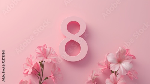 a pink background with flowers