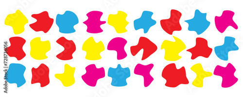 Random blotch, inkblot. Organic blob, blot. Speck shape. Splat, fleck graphic. Drop of liquid, fluid. Pebble, stone silhouette. Ink stain, mottle spot irregular shape. In eps 10.