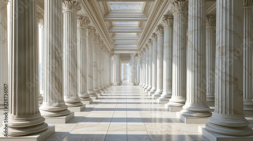 beauty of classical interior architecture with a 3D illustration featuring a banner of majestic marble columns.