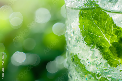 Close-up of a refreshing Mojito glass