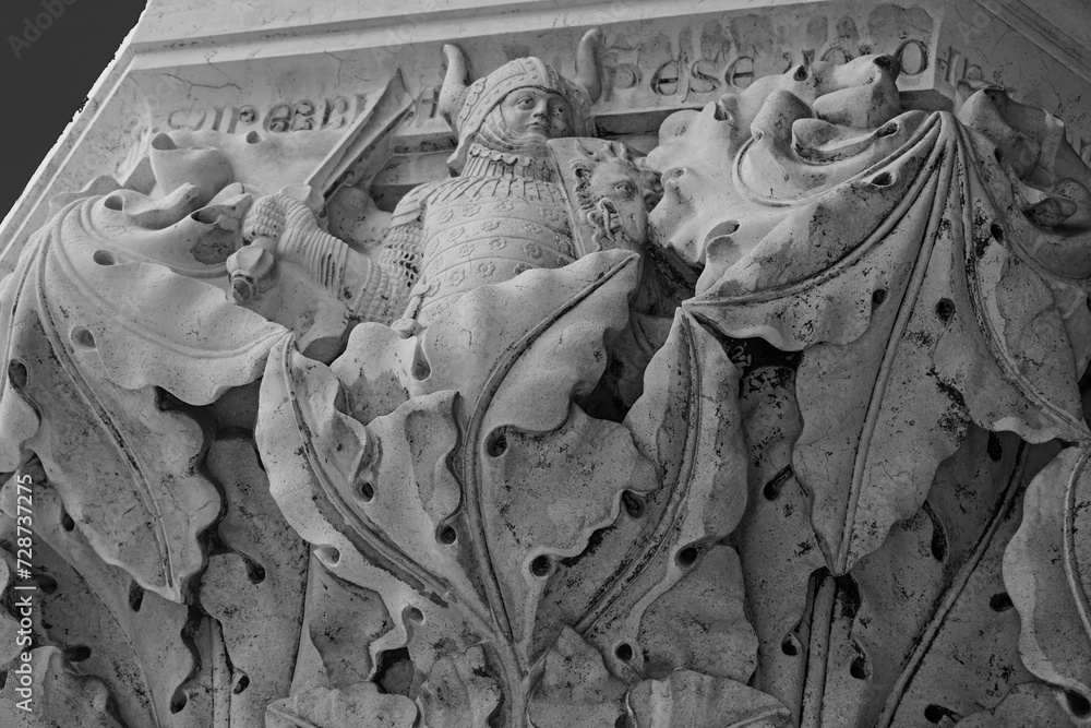 Venice, Italy, Sept. 17, 2023: A 14th century Doges Palace portico