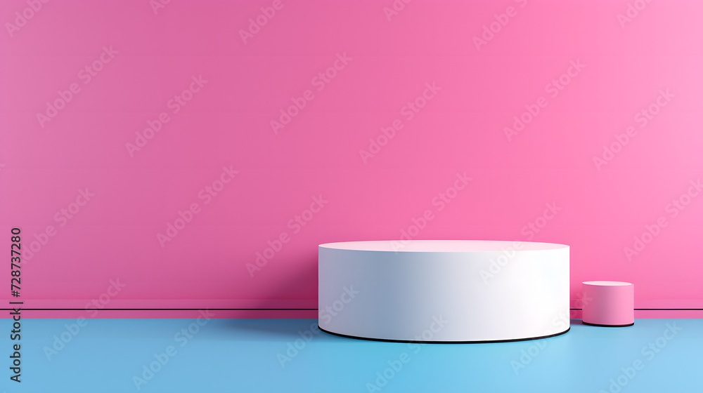 Pink and Blue Room With White Table, product presentations
Pink and Blue Room With White Table, product presentations
