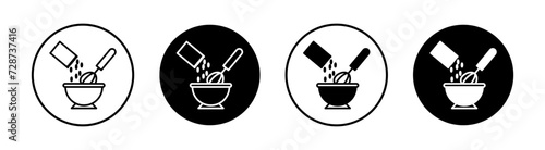 Ingredients mix flat line icon set. Ingredients mix Thin line illustration vector